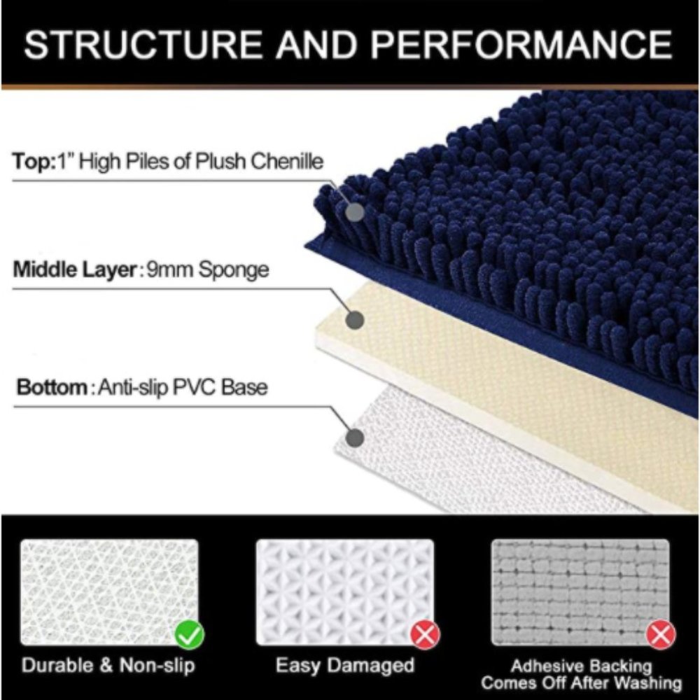 NEW! 2 Piece Chenille Bath Mat Set